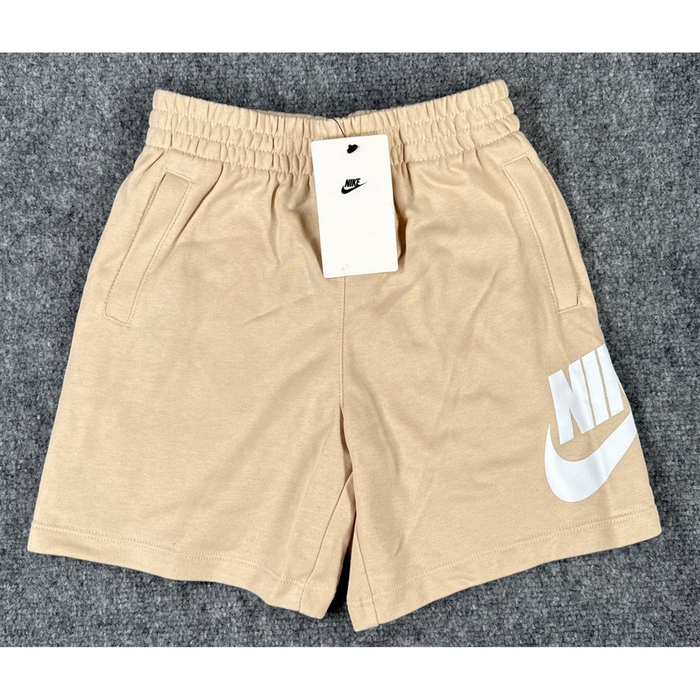 Nike Kids Size 6 5-6YRS Sportswear Club Fleece Shorts Sanddrift Tan NWT